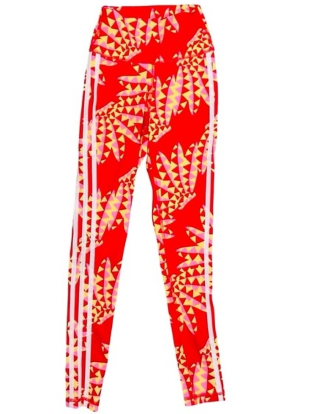 FARM Rio x Adidas Psvchedelic Wave 7/8 High Waist Leggings Tomato Red Yellow XXS - Picture 7 of 10